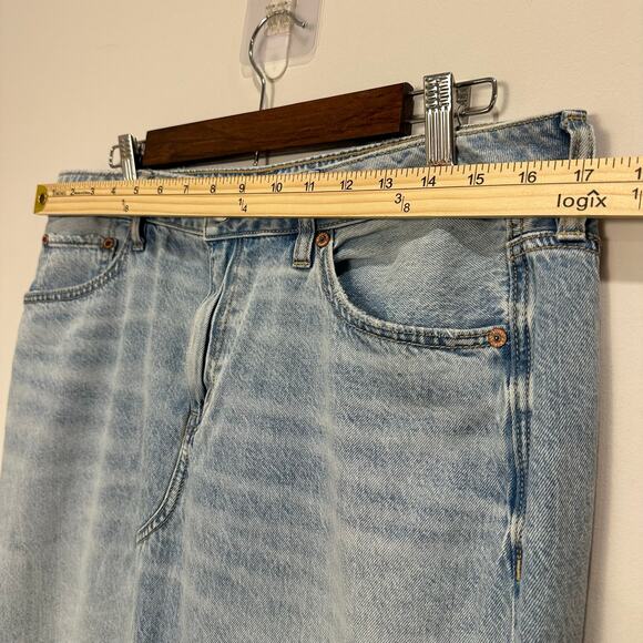 American Eagle Dreamy Drape Denim Maxi Skirt Sz 10 NWT Light Wash Low Rise Y2K - Picture 11 of 13